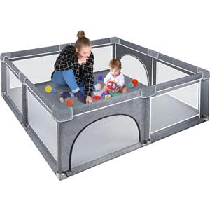 Kidsgigglz Box Bambini, Recinto 180x200cm in Tessuto Oxford, Rete Traspirante, Giochi per Neonati, Safe No Gaps, Centro Attività