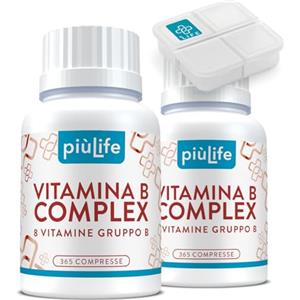 +LIFE Vitamina B Complex Alto Dosaggio 730 Compresse PiùLife, 1 Al Giorno, 100% VNR, Vitamina B6 B1 B2 B3 Niacina, B5, B8 Biotina, B9 Acido Folico, Vitamina B12, Tutte Le Vitamine Gruppo B Integratore