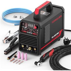 YESWELDER Saldatrice TIG con impulso 200Amp Grande Display LED, 230V ARC/DC TIG/PULSE TIG 3 in 1, Daldatore TIG, Accensione ad arco HF, Forza d'arco, Avviamento a caldo, Anti-incollaggio, VRD
