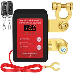 Anosuwa Stacca Batteria Auto 12V 240A, Interruttore Staccabatteria con Display LED, Interruttore Automatico Senza Fili con Telecomando, Kill Switch Antifurto per Auto, Camper, ATV, Camion, Trattore