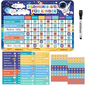 Thboxes Lavagna magnetica per bambini, lavagna magnetica con 52 compiti e 120 magneti a stella, sistema di ricompensa per routine comportamento vasino (pianeta spaziale)