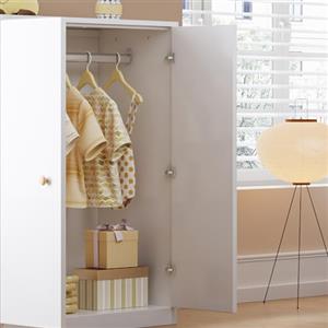 ZKLOEP Piccolo armadio a 2 ante con asta, MDF bianco, versatile per camera da letto, soggiorno e cameretta dei bambini