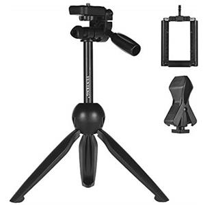Lepeuxi YUNTENG VCT-2280 Mini Treppiede da tavolo multifunzione con supporto per microfono per viti in diretta con vite 1/4 per fotocamera Reflex digitale ILDC da 55 a 95 mm di larghezza, Smartphone