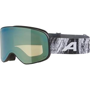 ALPINA Slope Q-Lite - Maschera da sci alla moda per uomo e donna, Anti-Fog, circolazione dell'aria efficace, lente specchiata, black-glacier matt