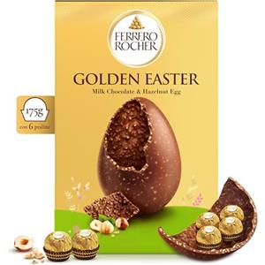 Ferrero Rocher - Uovo di Pasqua 2026 al Cioccolato al Latte con Granella di Nocciole, 6 Specialità Ferrero Rocher Incluse, Idea Regalo Pasqua, Confezione da 250 g