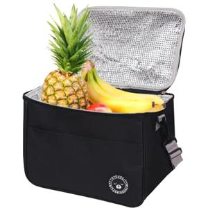 Asonen Borsa termica per il pranzo, 13 l, 29 x 20 x 22 cm, impermeabile, morbida, per lavoro, scuola, picnic, colore nero