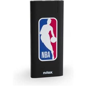 Nilox, Power Bank Black NBA, Power Bank con Dual input Micro USB e USB-C, Batteria da 5000 mAh, Ricarica in 3 Ore, Dimensioni 12x5x1 cm, Peso 100 gr