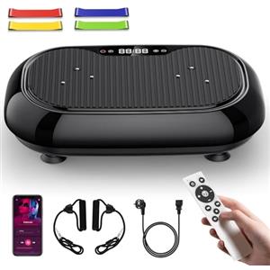 Uverbon Pedana Vibrante, Pedana Vibrante Dimagrante con 9 Modalità, 120 Livelli di Intensità, 4 Fasce di Resistenza, Capacità di 150 kg, Altoparlante Bluetooth, Telecomando, per Allenamento Completo