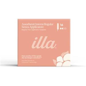 Illa Care illa Assorbenti Interni Regular - Assorbenti in Cotone Senza Applicatore - Con Tecnologia Cottonlock™ - Riduce il Rischio di Irritazioni e Offre Maggiore Comfort - Confezione da 16 pezzi