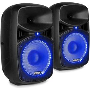 Vonyx COPPIA CASSE AMPLIFICATE 400W DIFFUSORI KARAOKE BLUETOOTH LED USB TELECOMANDO microfono con filo in regalo