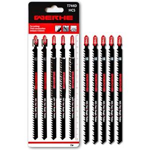Werkon Confezione di 5 Jig Saw Blade 180 mm T Shank T744D Extra Long Wood Jigsaw Blade