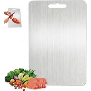 oupados Tagliere in titanio, in 100% puro qualità alimentare, durevole | Antiaderente Tagliere in Titanio per Cucina, facile da pulire, per frutta, carne, verdura, cucina, Acciaio Inox (29 x 20 cm)