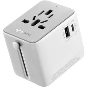 GONEO Presa Universale da Viaggio con USB-C e USB-A, Adattatore Presa Americana Inglese Schuko Italiana Giappone Thailandia Francese UK Spina per 240+ Paesi, con Protezione da Sovraccarico Automatica