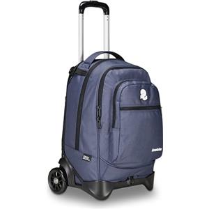 Invicta Trolley Scuola Plug Plain, Blu, Multi Uso, Zaino Doppio Scomparto Con Carrello Sganciabile, Tasca PC, Tasca Borraccia e Tasca Con Organizer, Trolley Medie Superiori Viaggio