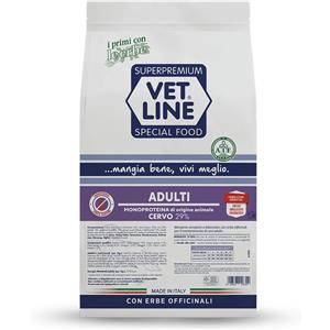 Vet Line Adulti Cervo 12,5kg - Crocchette Monoproteiche per Cani con Cervo e Erbe Officinali