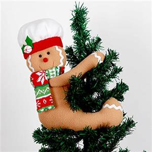 Hongsome Decorazione a forma di omino di pan di zenzero, decorazione unica e divertente in peluche, per albero di Natale, bottiglia di vino, tenda e ornamenti, colore: zenzero, bianco, rosso, verde
