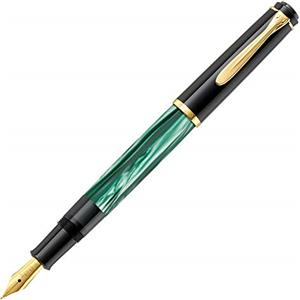 Pelikan 984195 - Penna Stilografica Linea M200 Classic, Verde Marmorizzato/Nero, Dettagli Oro 24K, Pennino in Acciaio Inossidabile, Dimensione M, in confezione regalo