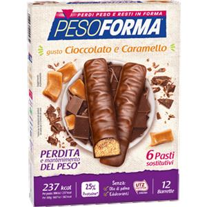 NUTRITION & SANTE' ITALIA SpA Pesoforma Barrette Cioccolato e Caramello - 6 Pasti sostitutivi per perdita e mantenimento del peso corporeo - 12 barrette