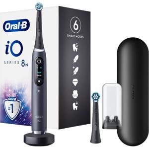 PROCTER & GAMBLE SRL Oral-B Spazzolino Elettrico Ricaricabile iO 8S Nero, 2 Testine, 1 Custodia Da Viaggio, 1 Spazzolino