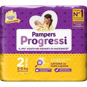 FATER SpA PAMPERS Progressi 28 Pannolini Taglia 2-MINI Dai 3 ai 6kg
