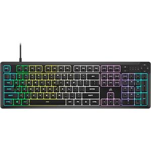 CORSAIR K55 CORE RGB Membrana Wired Gaming K55 - Interruttori silenziosi e reattivi - Resistente alle fuoriuscite - RGB con dieci zone - Tasti multimediali - iCUE Compatibile - QWERTY NA - PC, Mac -