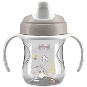 Chicco Tazza Training Grigia 6M - Tazza Ergonomica Antigoccia con Manici Removibili e Beccuccio Semi-Morbido
