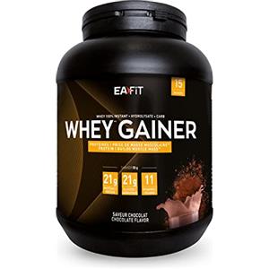 EAFIT Whey, Gainer Chocolate, Proteine del Siero di Latte, Aumento Ottimale della Massa Muscolare, 50% Siero del Latte 50% Carboidrati, Assimilazione Rapida, Certif Anti-doping, 750g