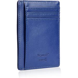 Bronzi Portafoglio Portafoglio Uomo Donna Piccolo Sottile Slim Elegante - Blocco RFID - Nero Pelle Alta Qualità - Mini Porta Tessere Porta Documenti Porta Carte Di Credito - (Pelle Blu)