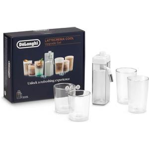 De'Longhi Rivelia LatteCrema DLSC032 - Set Cappuccinatore con Caraffa Cool e 4 Bicchieri per Bevande Fredde