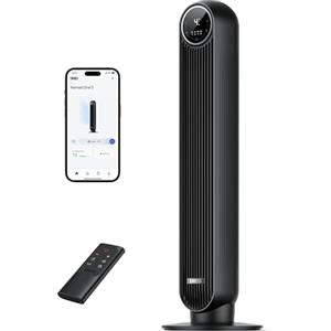 Dreo Ventilatore a Torre Smart Silenzioso, Potente 7.6 m/s, Ventilatori a Colonna con Telecomando, 4 Modalità, 4 Velocità, Oscillazione a 90°, Timer da 1 a 8 ore, Schermo LED, Compatibile con Alexa.