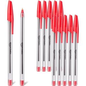 Amazon Basics Ballpoint Pens, 1.0mm, Red, 12 Pack