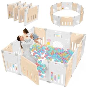 Dripex Box Bambini 150×150 cm, Recinto per Bambini Pieghevole, Box Neonato in Forma Adattabile, Recinto Neonato in Plastica, Giallo