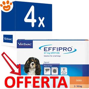 Virbac Effipro Antiparassitario Spot-On per Cani di Piccola Taglia (2-10 kg) - 4 Pipette da 0,67 ml