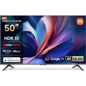 XIAOMI TV A Pro 50, 50 pollici (127 cm), 4K UHD QLED, Smart TV, Google TV, DVB-C/S/S2/T/T2, HDR10, Modalità Game Boost 120Hz, MEMC, Controllo Vocale, 2GB+8GB, Apple Airplay & Google Cast