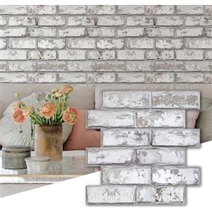 Commomy Carta da Parati 3D Finto Mattone Autoadesiva, 10 Pezzi, 30 × 30 cm, Mattoni Adesivi Murali Parete 3D Impermeabile Decorazione di Pareti Interne PVC Rivestimento Murale