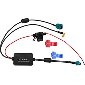 Vecys FM/AM DAB DAB+ Antenna per Auto Amplificatore di Segnale Booster Fakra Z Maschio a Fakra Z Femmina a SMB Femmina Adattatore ad Angolo Retto 12V Amplificatore di Segnale Autoradio