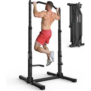 JOROTO Pieghevole Power Tower Dip Station, Regolabile in Altezza, Sbarra per Trazioni Autoportante, 5 in 1 Stazione di Allenamento per Palestra Domestica Multifunzione, Capacità di 172KG