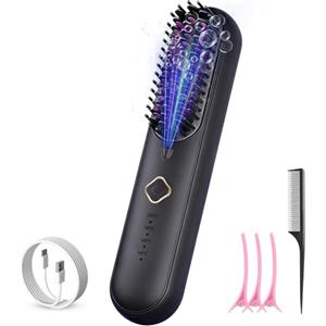 HyAdierTech Piastra per Capelli Senza Fili, Piastra Capelli Professionale, Mini Spazzola Elettrica Lisciante, 4 Temperature 140°C-200°C per Capelli Lisci, Ricci e Mossi, Valido per Tutti i Capelli