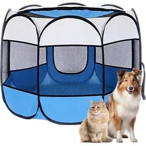 LUPATDY Recinto per Cani da Interno, Portatile Box Cani per Interno ed Esterni, Box Pieghevole per Cane e Gatti, Kennel Cane Piccolo, Gabbia per Gatto, Cucciolo Conigli, 74 x 74 x 43 cm (Blu)