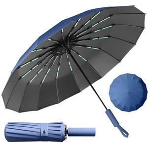 LENDOO Ombrello Pieghevole Antivento,Ombrello Automatico Ombrello Compatto Pieghevole a 16 Costole, Grande Ombrello Tascabile Con Apertura Automatica, Antivento Anti UV