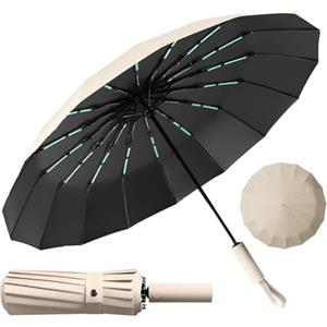 LENDOO Ombrello Pieghevole Antivento,Ombrello Automatico Ombrello Compatto Pieghevole a 16 Costole, Grande Ombrello Tascabile Con Apertura Automatica, Antivento Anti UV