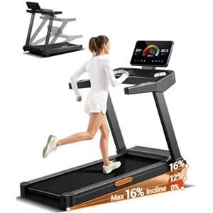 UMAY Tapis Roulant Salvaspazio con 16% Pendenza, 14KM/H Tapis Roulant Elettrico Pieghevole con Cardiofrequenzimetro, Tapirulan da Casa 3.5HP con Display LED, Carico massimo di 180 kg