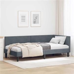 IKAYAA Divano Letto 2 Posti con Funzione Letto Cornice del Letto ad Angolo Letto Singolo per Soggiorno e Camera-Grigio scuro-90 x 190 cm