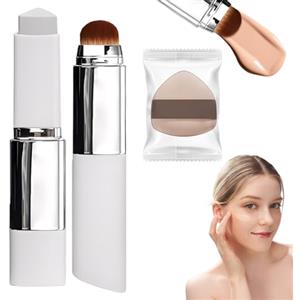 VRYNDH Fondotinta Cambia Colore,fondotinta bianco che cambia colore,Fondotinta Stick Coreano，Stick Correttore E Fondotintas， Coreano Bianco In Crema Con Pennello， (Tono di pelle scuro)