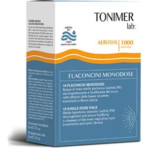 Tonimer Lab Hypertonic Aerosol - 18 Flaconcini Monodose da 3 ml per Decongestionare e Fluidificare il Muco
