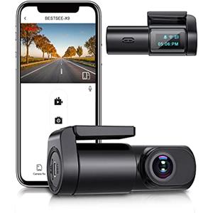Bestsee Dash Cam Auto Telecamera per Auto 1080P ruotabile a 360 gradi, WiFi dashcam auto con controllo APP, Super Visione Notturna, 170 gradi Grandangolo, Sensore G, 24H Monitor di parcheggio (X9-UK)
