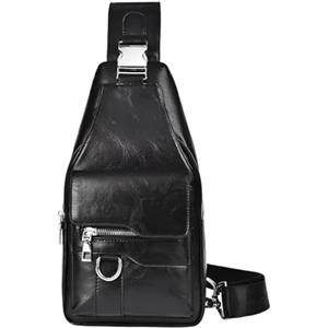 Hnonoxy Borsello Uomo Tracolla Zaino Monospalla Uomo Pelle Borsa a Tracolla Uomo Piccolo Impermeabile Borse a Spalla Sling Bag Piccolo Crossbody Bag per Viaggi Ciclismo Campeggio (Nero)