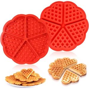 Byffoer 2 stampi per waffle in silicone, a forma di cuore, in silicone, per muffin, per la cottura, per la decorazione della cottura, per waffle, muffin, cottura