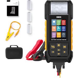 LUTIFIX Tester batteria auto 12V 24V 0-10A 0-80V tester batteria auto 30-2000 CCA con stampante, supporta batteria al litio, ricarica e prova di perdite per auto, camion, moto, ATV, SUV, barca, yach