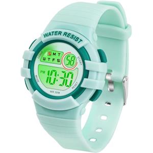 DTKID Orologio Digitale Bambino, Orologio Bambino Ragazzo Ragazza, 3 ATM Impermeabile Sport All'aperto da Polso Bambini con Timer, Sveglia, Calendario 5-15 anni (Verde)